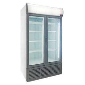Armário frigorífico expositor duplo com display e portas pivotantes 0 / +10 ºC