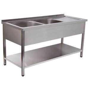 BANCADA LAVAGEM 2 CUB 1400x600x850 INOX DESMONTADA
