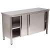 MESA ARMARIO PORTA DESL. 2 PRAT.1000x600x850 INOX