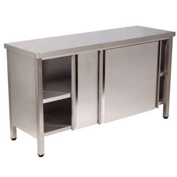 MESA ARMARIO PORTA DESL. 2 PRAT.1400X600X850 INOX