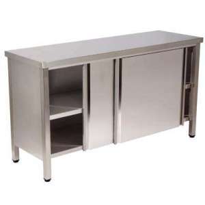 MESA ARMARIO PORTA DESL. 2 PRAT.1000x700x850 INOX