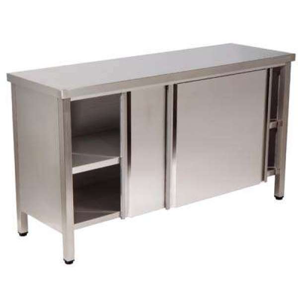 MESA ARMARIO PORTA DESL. 2 PRAT.1000x700x850 INOX