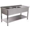 BANCADA DE LAVAGEM 2 CUBAS DT 1400x700x850 INOX