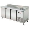 Mesa de snacks refrigerada com lava-loiça 3 portas Profundidade 600