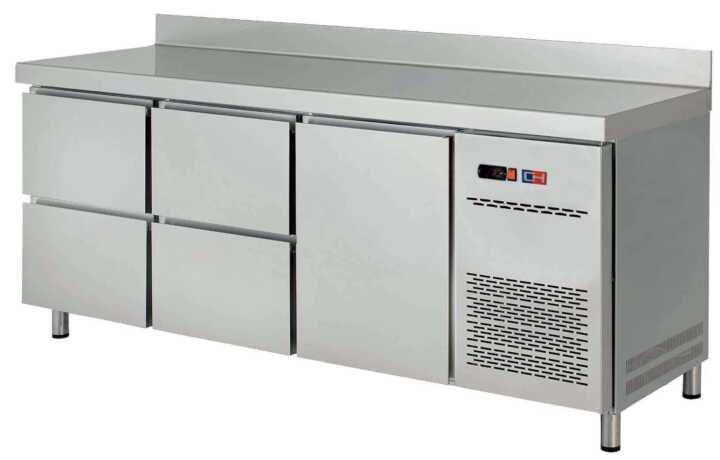 Mesa de snacks refrigerada 4 gavetas + 1 porta Profundidade 600 - Hotelequip.pt Mesa de snacks refrigerada 4 gavetas + 1 porta Profundidade 600