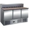 Mesa de preparação de saladas de 3 portas com tampo de trabalho em granito GN1/1