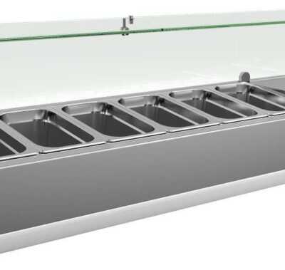 KIT Refrigerado GN1/4 de 6 tabuleiros com expositor de vidro