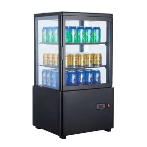Armário expositor refrigerado 4 lados 58 litros Preto 447x400x819h mm
