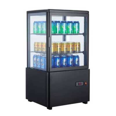 Armário expositor refrigerado 4 lados 58 litros Preto 447x400x819h mm