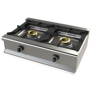Fogão de mesa a gás com 2 queimadores 8+8 Kw SerIe 550  com dimensões 800x550x240h mm
