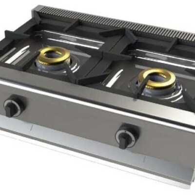 Fogão de mesa a gás com 2 queimadores 8+8 Kw SerIe 550  com dimensões 800x550x240h mm