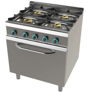 Fogão a gás com forno GN2/1 com 4 queimadores 8+4