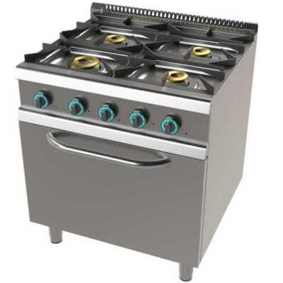 Fogão a gás com forno GN2/1 com 4 queimadores 8+4