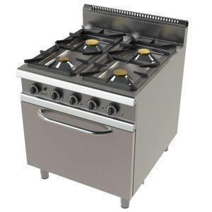 Fogão a gás com forno GN2/1 com 4 queimadores 4