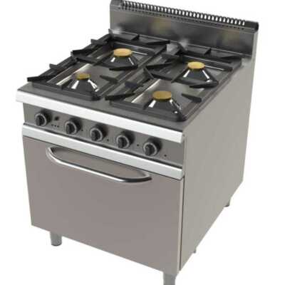 Fogão a gás com forno GN2/1 com 4 queimadores 4