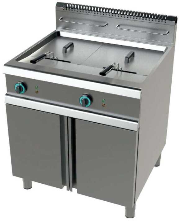 Fritadeira a gás 2 tanques limpos 21+21 litros com 19+19Kw Série 900 com dimensões 800x900x900h mm - Hotelequip.pt Fritadeira a gás 2 tanques limpos 21+21 litros com 19+19Kw Série 900 com dimensões 800x900x900h mm