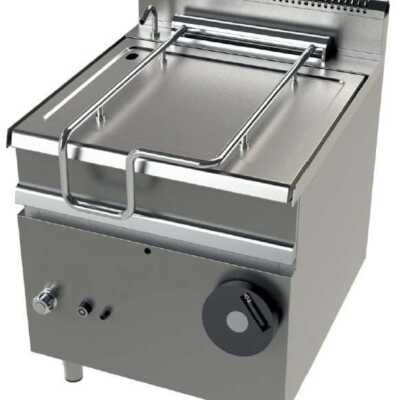 Frigideira basculante a gás 80 litros 22Kw tanque inferior em aço macio Série 900  com dimensões 800x900x900h mm