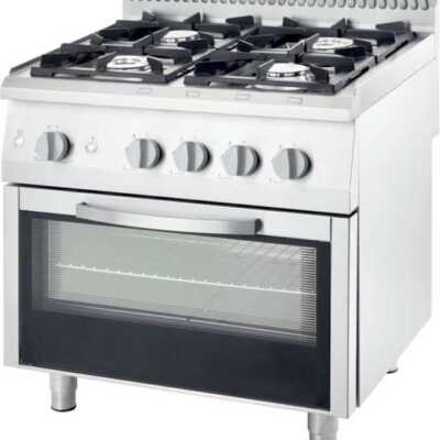 Fogão a gás com forno a gás GN2/1 4 queimadores 800x700x850h mm 3