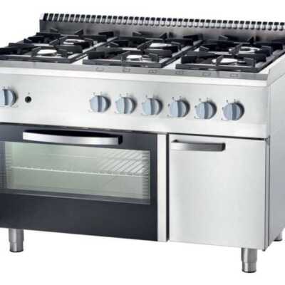 Fogão a gás com forno elétrico de convecção GN1/1 6 queimadores 1200x700x850h mm 3