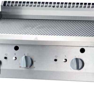 Fry Top a gás em chapa de aço rectificada com ranhuras 800x700x250h mm 13Kw