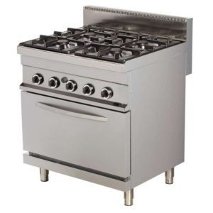 Fogão A Gás 4 Bicos 4X6Kw Com Forno Gn1/1 Gás 6Kw 800X700X900H mm