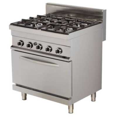 Fogão A Gás 4 Bicos 4X6Kw Com Forno Gn1/1 Gás 6Kw 800X700X900H mm