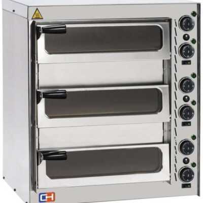 Forno de pizza elétrico compacto 3 pizzas diâmetro 35 cm com porta de vidro