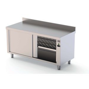 Mesa Estufa em aço inoxidável Mural 600 Profundidade com porta deslizante de 1 face 1200x600x850h mm