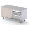 Mesa Estufa central em aço inoxidável com 700 de profundidade e porta deslizante de 1 face 1800x700x850h mm