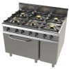 Fogão a gás com forno MAXI GN2/1 com válvula termostática com 6 queimadores 2x8+4