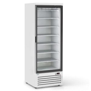 Congelador com visor 450 litros Porta de vidro lacada a prata 700x700x2070h mm