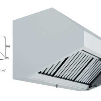 Hotte de parede para snacks Profundidade do snack 800 SEM TURBINA 1000x800x700h mm