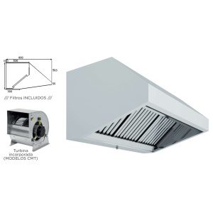 Hotte de parede Snack Profundidade 800 COM TURBINA 1000x800x700h mm