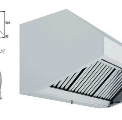 Hotte de parede Snack Profundidade 800 COM TURBINA 1000x800x700h mm