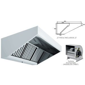 Hotte de parede para snack snack Teto baixo Teto elevado 800 Profundidade COM TURBINA 1500x800x550h mm