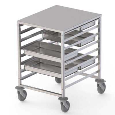 Carro De Tabuleiros Em Aço Inoxidável Para 8 Tabuleiros Gn2/1 660X750X900H mm