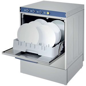 Máquina de lavar loiça industrial com bomba de abrilhantador Cesto 50x50cm