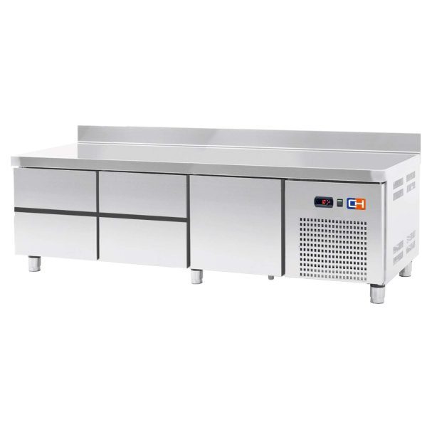 Mesa Baja con 4 cajones GN1/1-100 + 1 Cajón GN1/1-300 Fondo 700 de 1792 x700 x600h mm