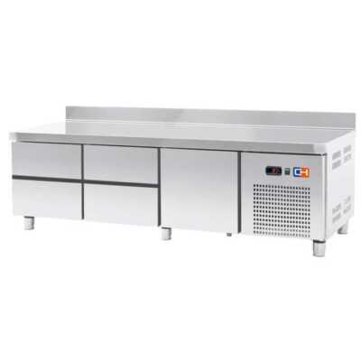 Mesa Baja con 4 cajones GN1/1-100 + 1 Cajón GN1/1-300 Fondo 700 de 1792 x700 x600h mm