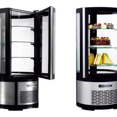 Expositor refrigerado redondo de 105 litros com 3 prateleiras de vidro 480X480X1030h mm