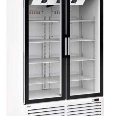 Armário expositor ventilado para congelação com porta dupla de vidro 940 litros 1270x785x2000h mm