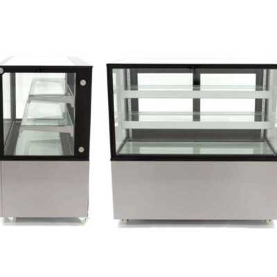 Balcão expositor refrigerado e ventilado Total de vidro reto com 2 prateleiras de vidro 1215X675X1215h mm