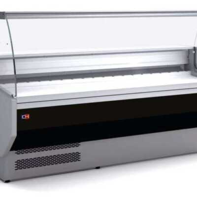 Vitrina  Refrigerada De Vidro Curvo Com Reserva Decoração  Preta Profundidade 900 De 1525 X940 X1235H mm