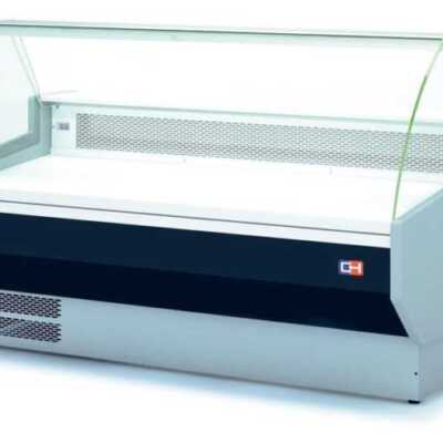 Vitrina  Refrigerada De Vidro Curvo Com Reserva Decoração  Preta Profundidade 1000 De 1525 X1100 X1235H mm