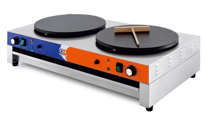 Máquina de fazer crepes eléctrica dupla 3+3KW 890x490x220h mm - Hotelequip.pt Máquina de fazer crepes eléctrica dupla 3+3KW 890x490x220h mm
