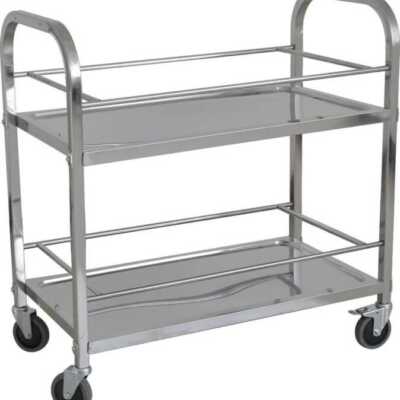 Carrinho para bebidas de 2 níveis em aço inoxidável 950X500X950h