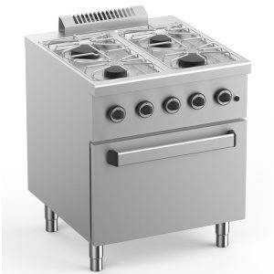Fogão A Gás De 4 Bocas Com Forno Elétrico Com Ventilador Gn1/1 Fundo 700