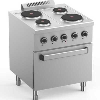 Fogão Elétrico De 4 Placas Com Forno Elétrico Estático Gn2/1 Fundo 700