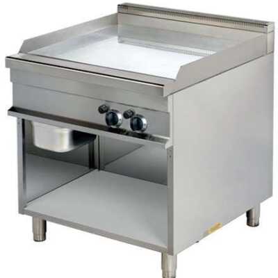 Fry Top a gás com ranhuras em aço de 15 mm cromado duro 15kw 850x900x900h mm