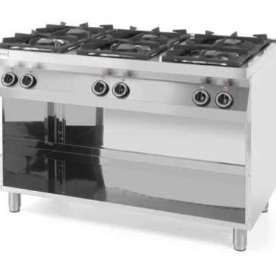 Fogão a gás  6 bicos base aberta, 28,5kW, 1200x700x(H)900mm